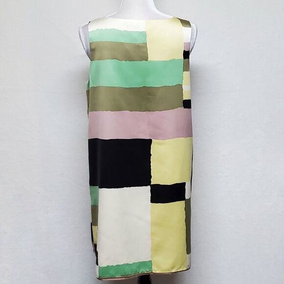RARE HTF Anthropologie James Coviello Tableau Satin Sleeveless Shift Dress Frock - Picture 7 of 11